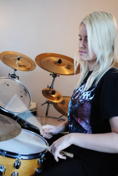 Metal Drummer Sandra Vungi of Neoandertals Tom Tom Magazine