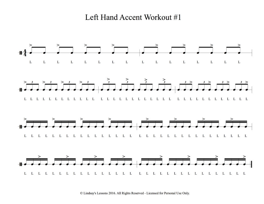 Left Hand Accent Workout 1
